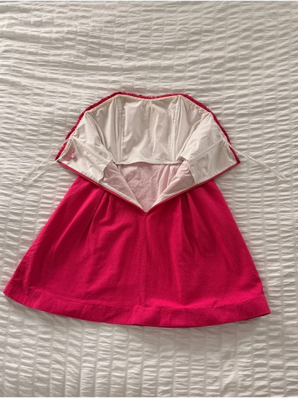 Lilly Pulitzer Pink Strapless Fit Flare Dress Size 4 Textured Pleated Lined - Picture 6 of 14